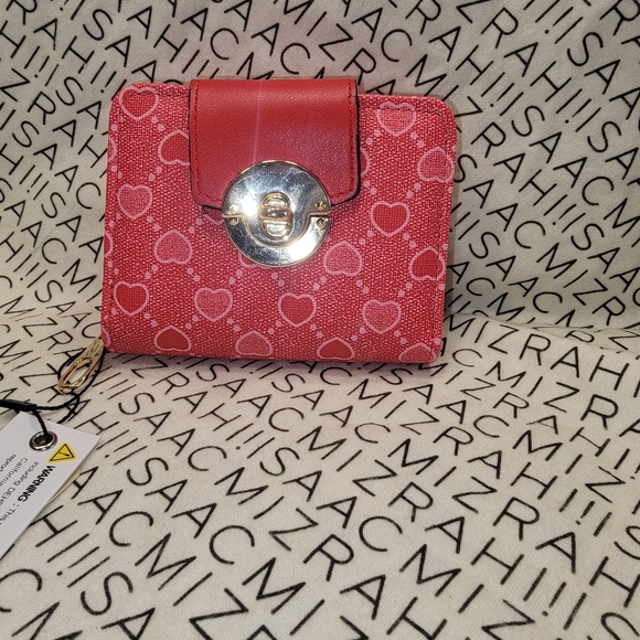 NWT JOLENE COUTURE Boutique Heart design Wallet Red with twist lock & zipper - Picture 1 of 8